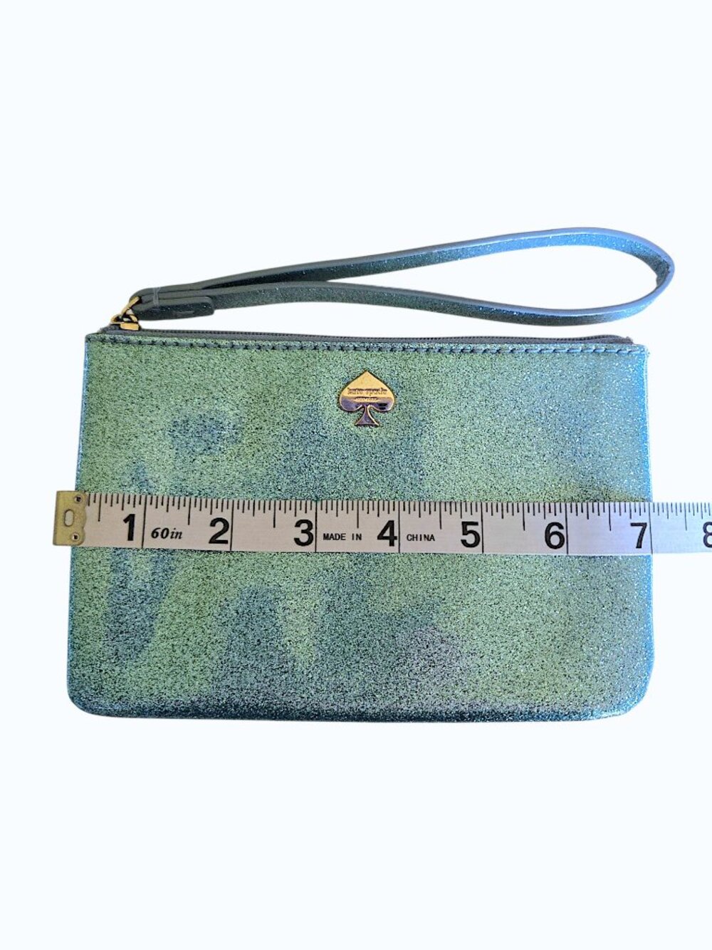 Kate Spade Bethann Glitter Bug Blue Wristlet Sparkle Zip Compact Wristlet Pouch - Picture 7 of 8